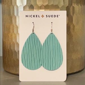 NEW!  Nickel & Suede Aqua Row Earrings (SMALL)